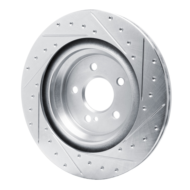 Mercedes-Benz SL550 Brake Rotor (1) - Rear Left - R1 Concepts - Drilled & Slotted - Silver - `13-`20